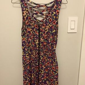 Floral Zip-Up Mini Dress with Back Detail